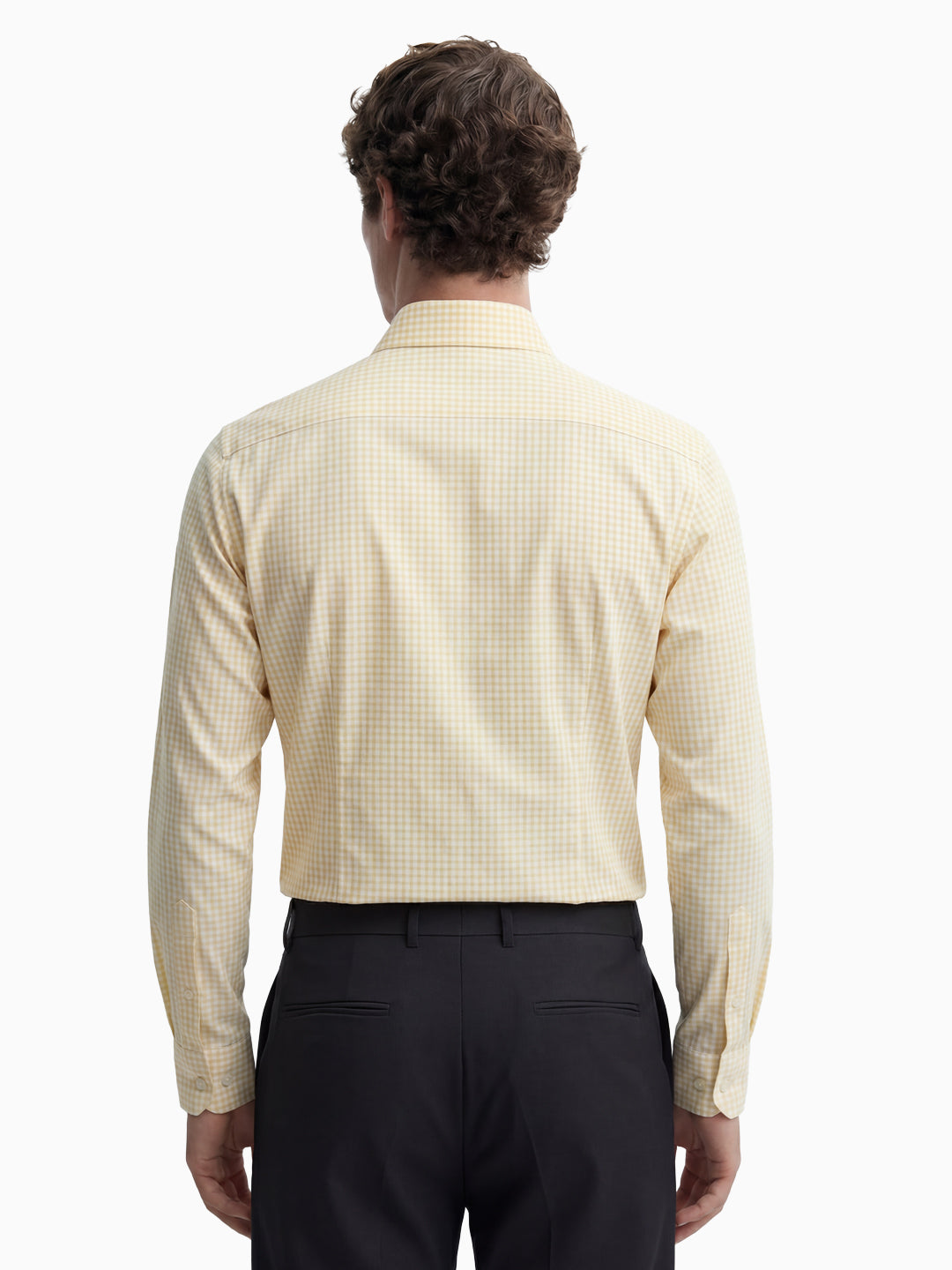 Square Lemon & White Micro Checks Full Sleeve Cotton Shirt