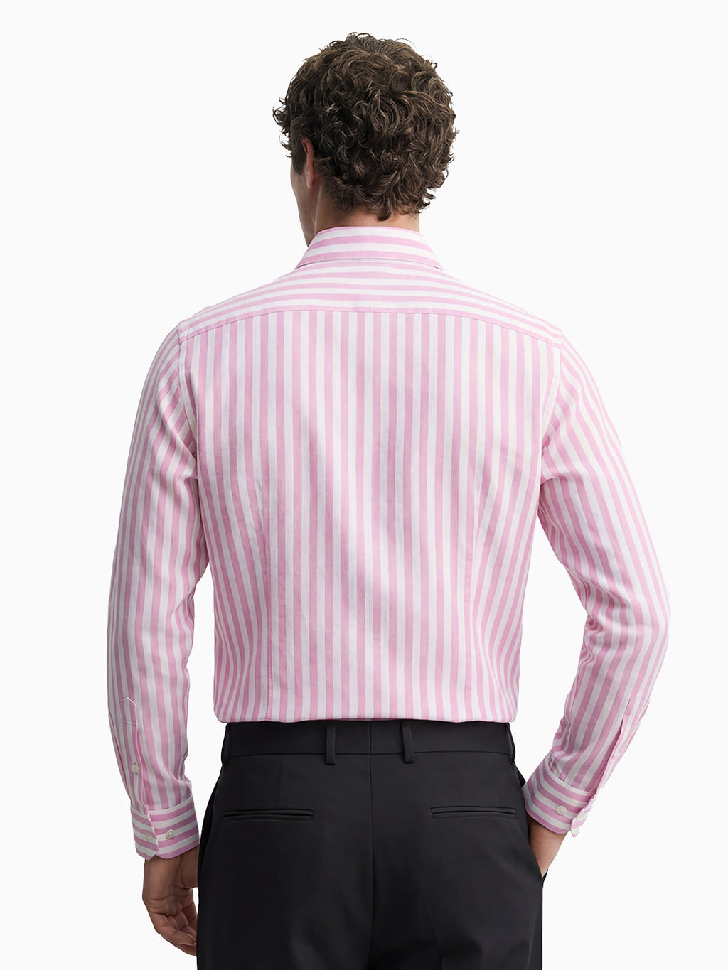 Urban Pink & White Stripe Cotton Linen Full Sleeve Shirt