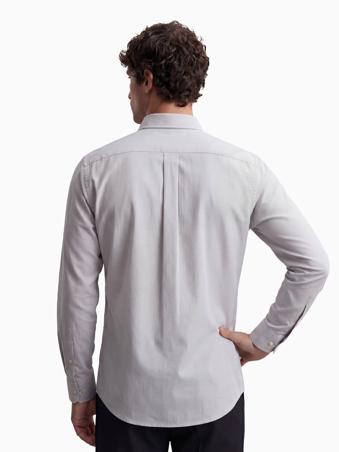 Formal Oxford Dobby Grey Button Down Full Sleeve Shirt