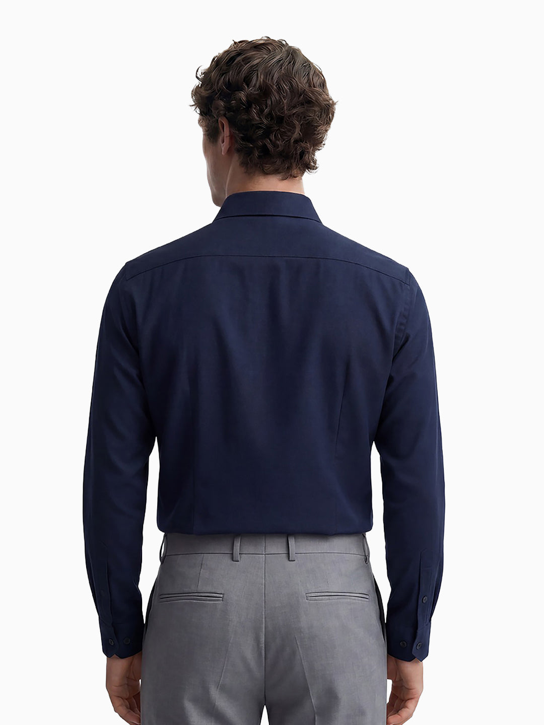Suitlight Navy Blue Diamond Dobby Full Sleeve Cotton Shirt