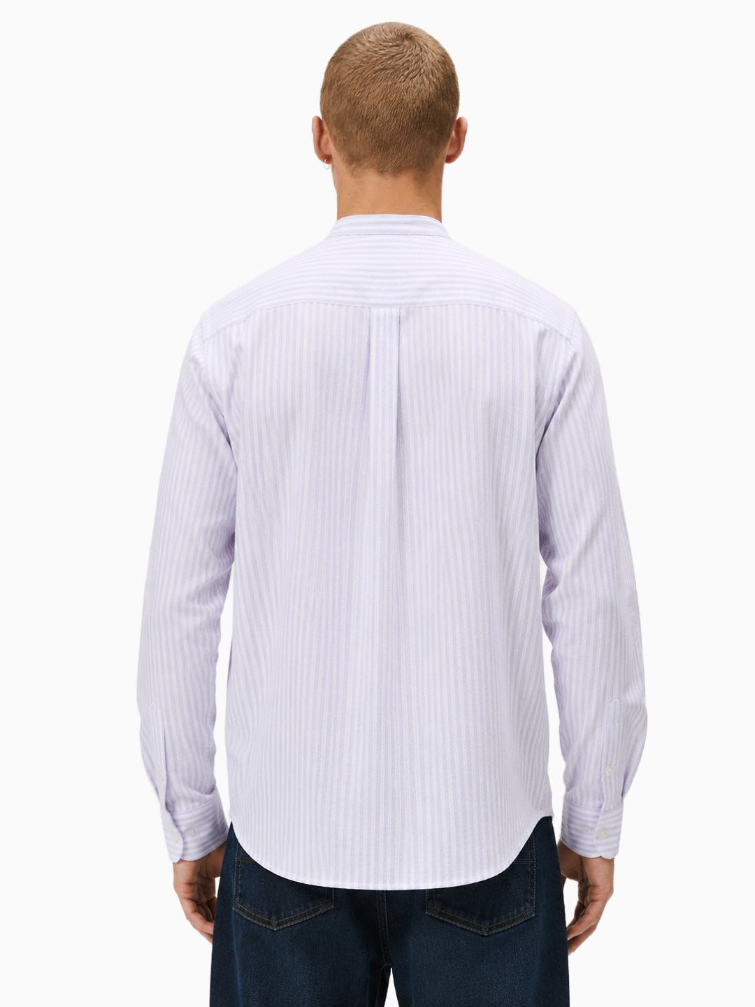 Mint Purple & White Striped Slub Cotton Shirt