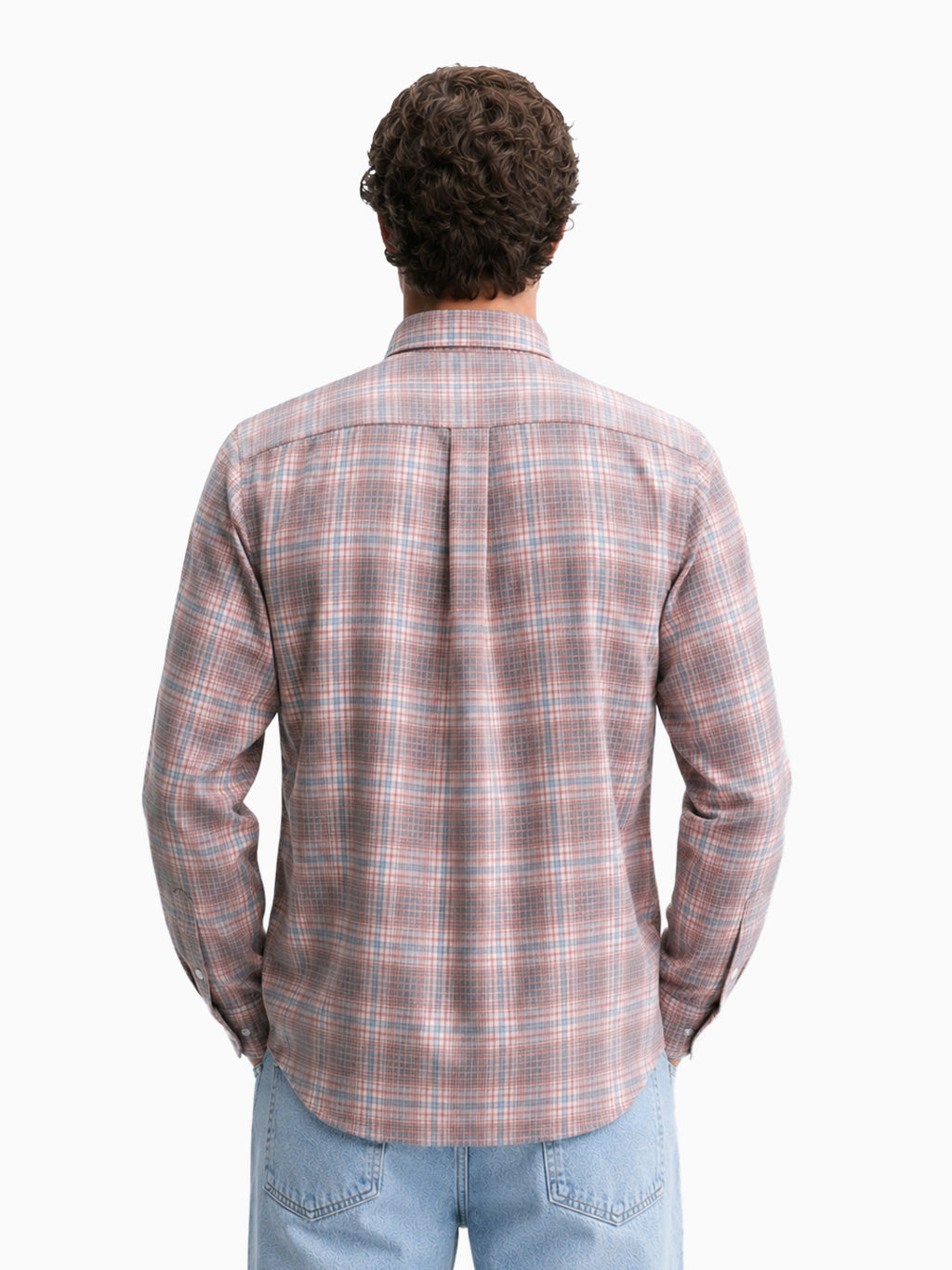 Casual Corduroy Grey & Red Cotton Shirt