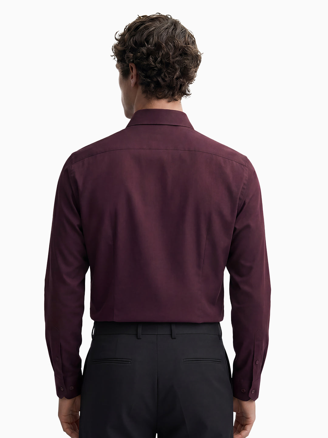 Ceremonia Maroon Satin Cotton Lycra Dress Shirt