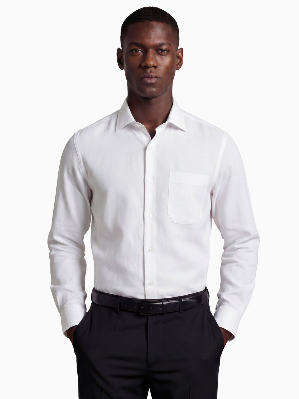 Classic White Cotton Linen Formal Shirt