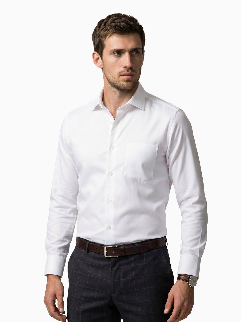 Classic Diamond  Dobby White Formal Shirt