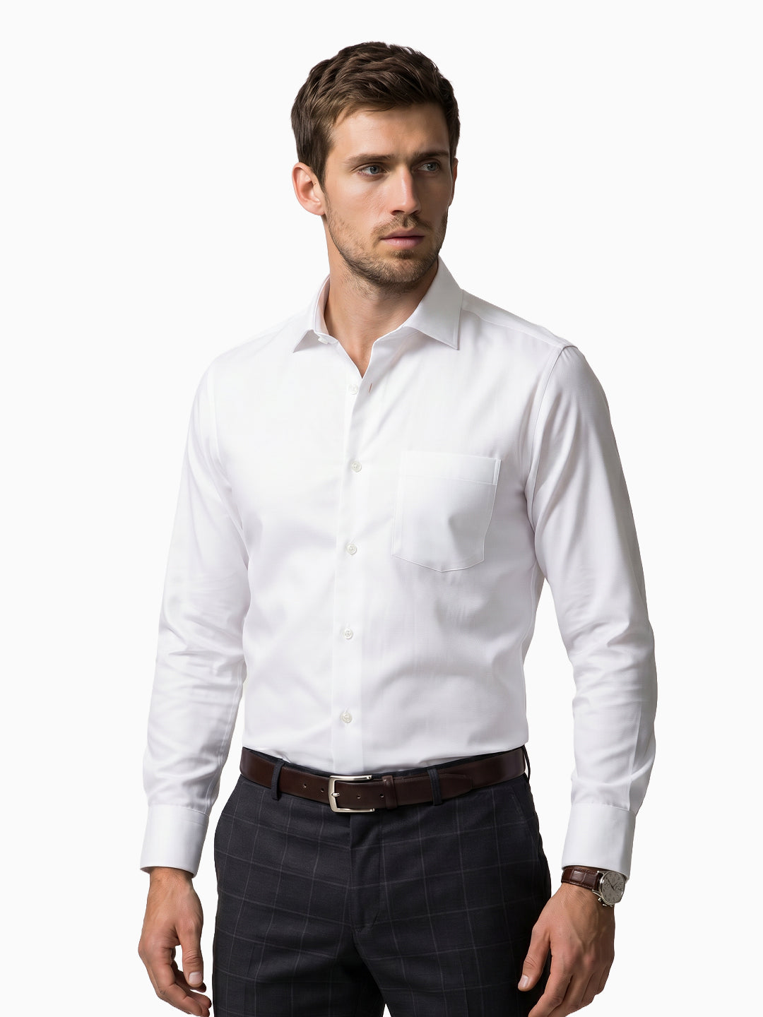 Classic Diamond  Dobby White Formal Shirt