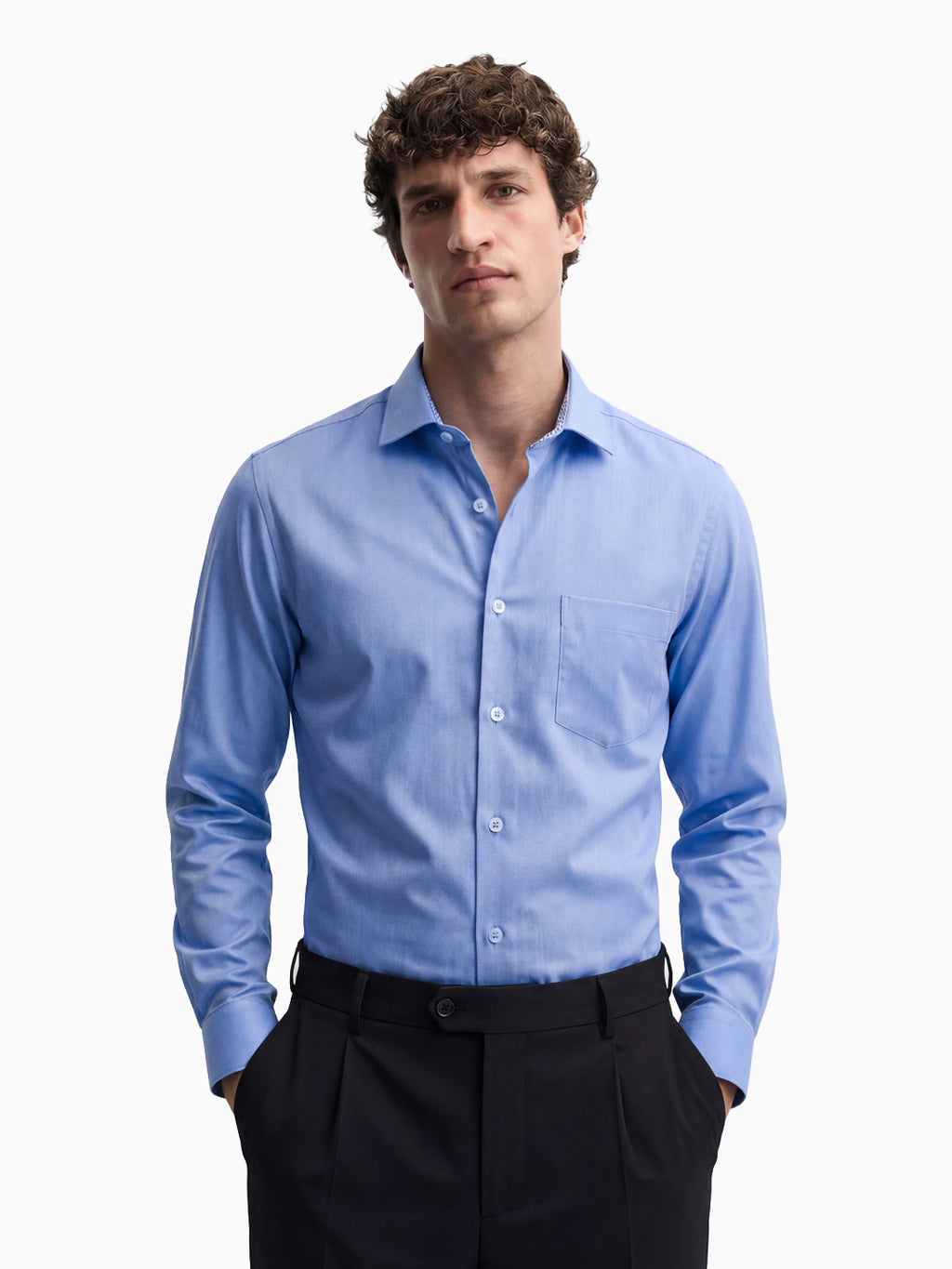 Classic Herringbone Sky Blue Shirt