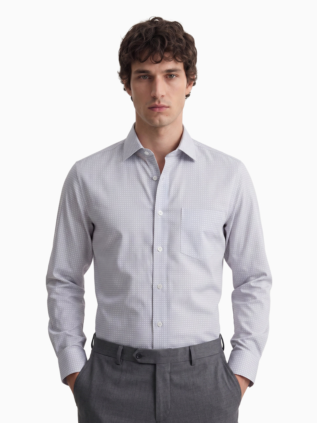 Imperial Geometric Lavender Grey Printed Shirt