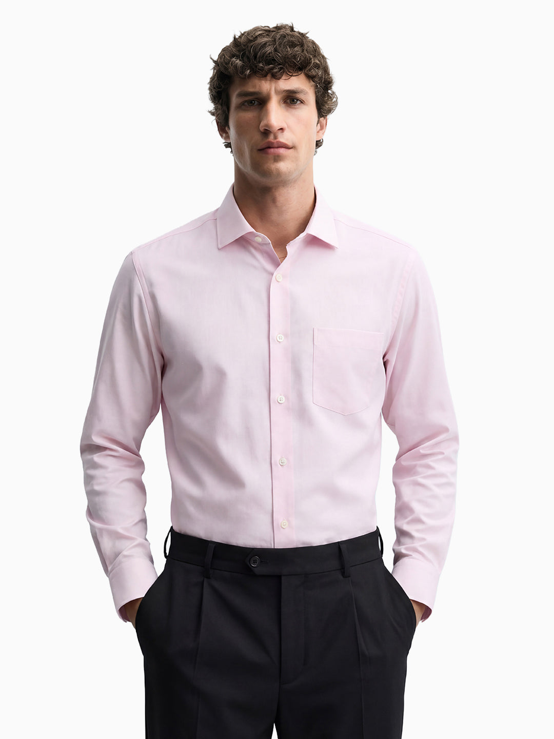 Western Pink Pinpoint Solid Oxford Shirt