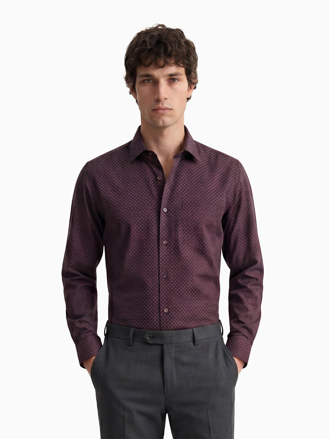 Medallion Maroon & Grey Printed Shirt